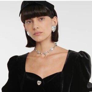 Alessandra Rich Heart-Shaped Crystal Necklace